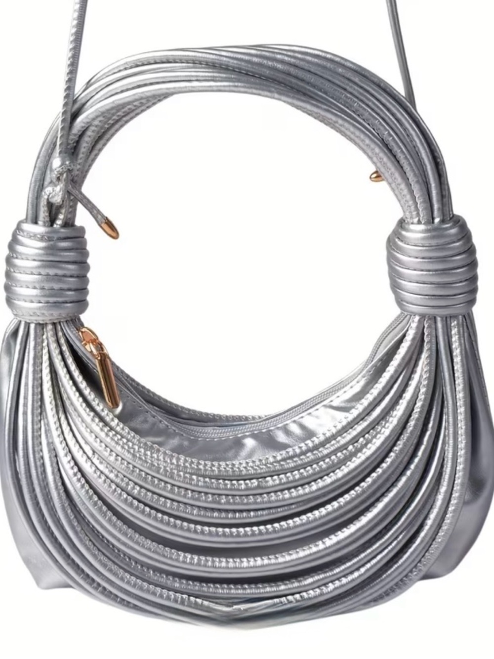 Silver Multi-Rope Shoulder Bag - Stylish Women's Shoulder Bag